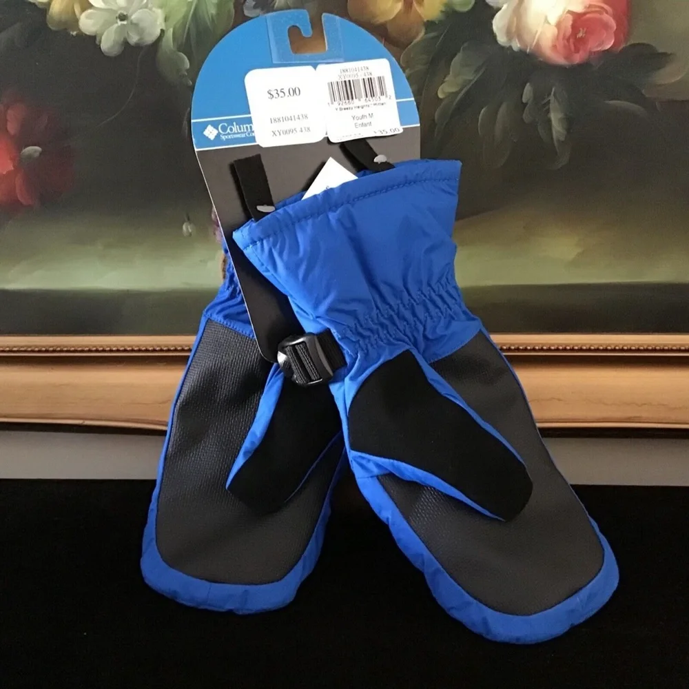 NWT Columbia Kids Youth blue Mitten Waterproof & Breathable Size M BE